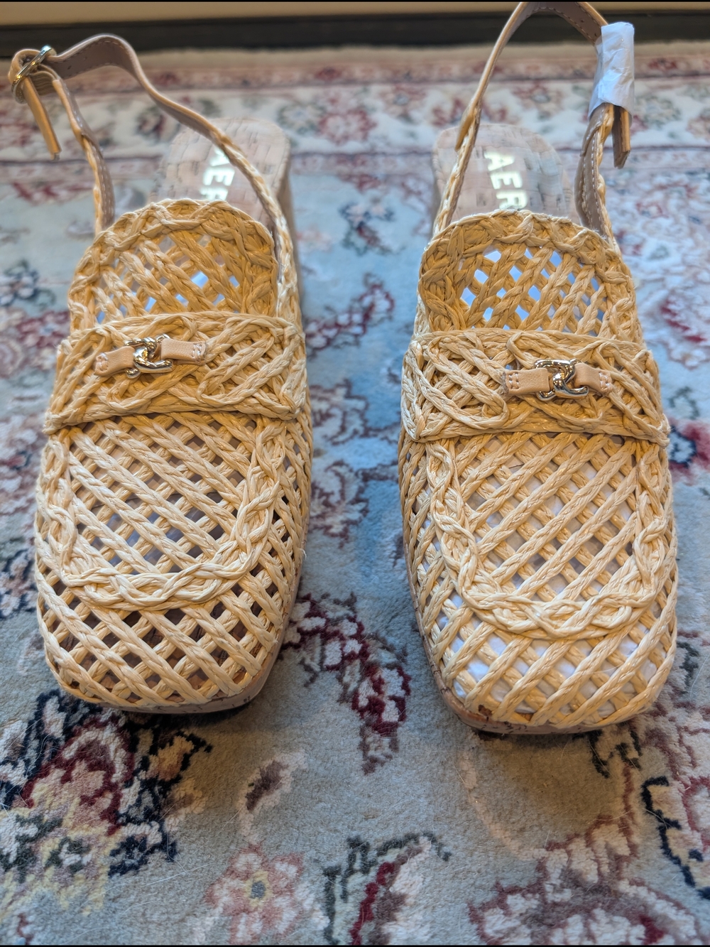 Woven Raffia Slingback Platform Loafers